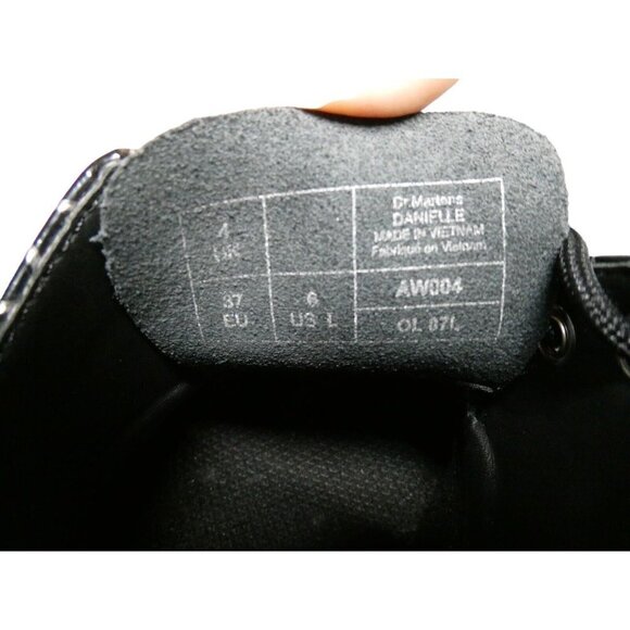 Dr Martens Heeled Laced Booties Shoes Size 6 Danielle‎ 3" heel Black Silver - Picture 4 of 10